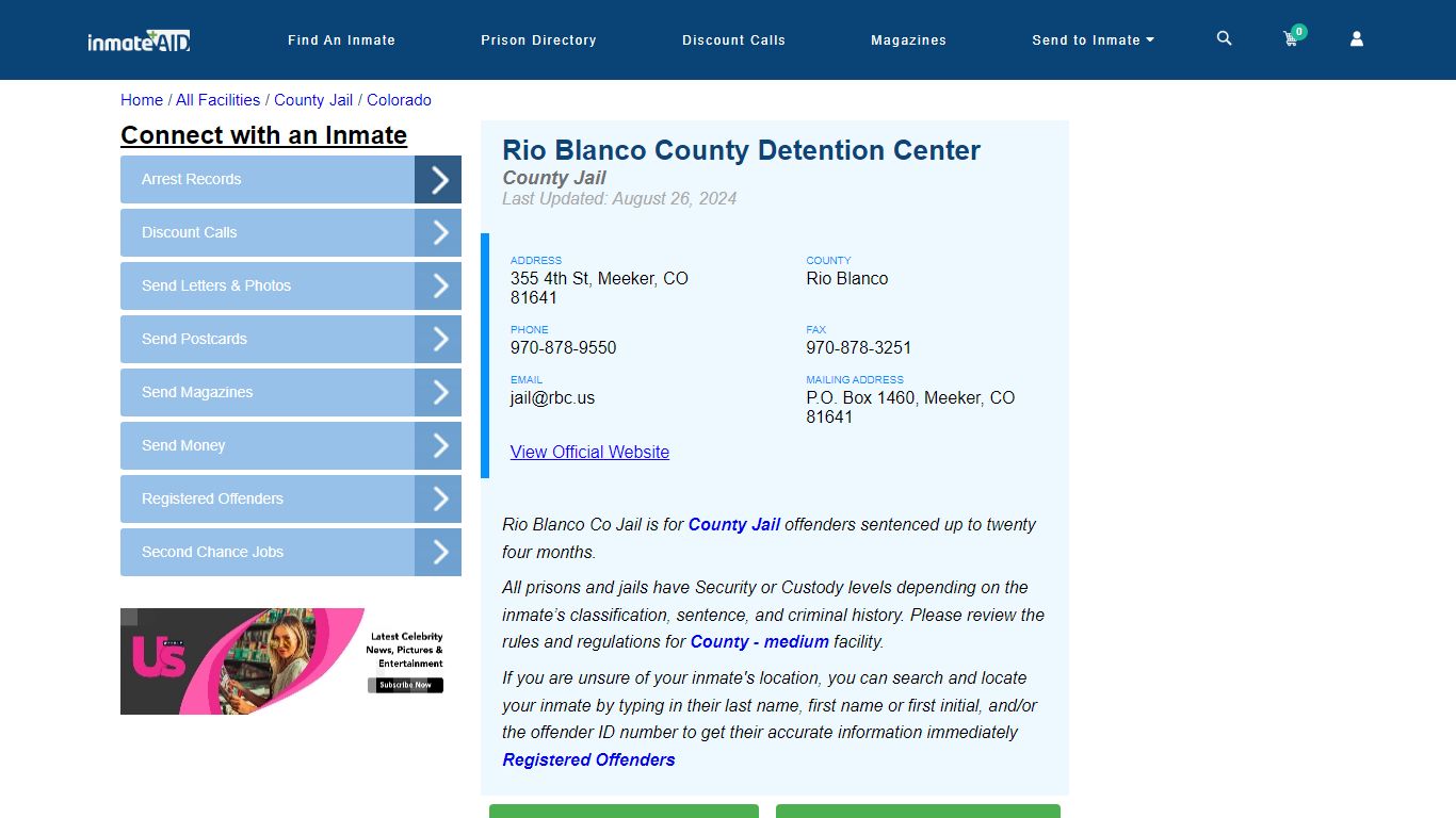 Rio Blanco County Detention Center - Inmate Locator